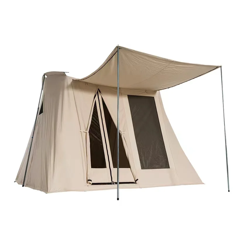 CMARMOL High quality family flex bow tent outdoor cotton canvas glamping luxury tent spring bar tent for 4 person