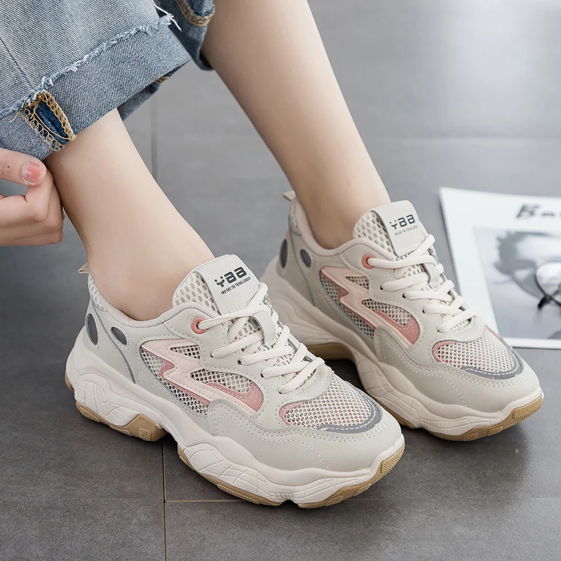 HX-D-9051-1 Wholesale Fashion  Female Sneaker Women Footwear Casual Ladies Flat Shoes Sneakers Wedge Sport Platform Shoes