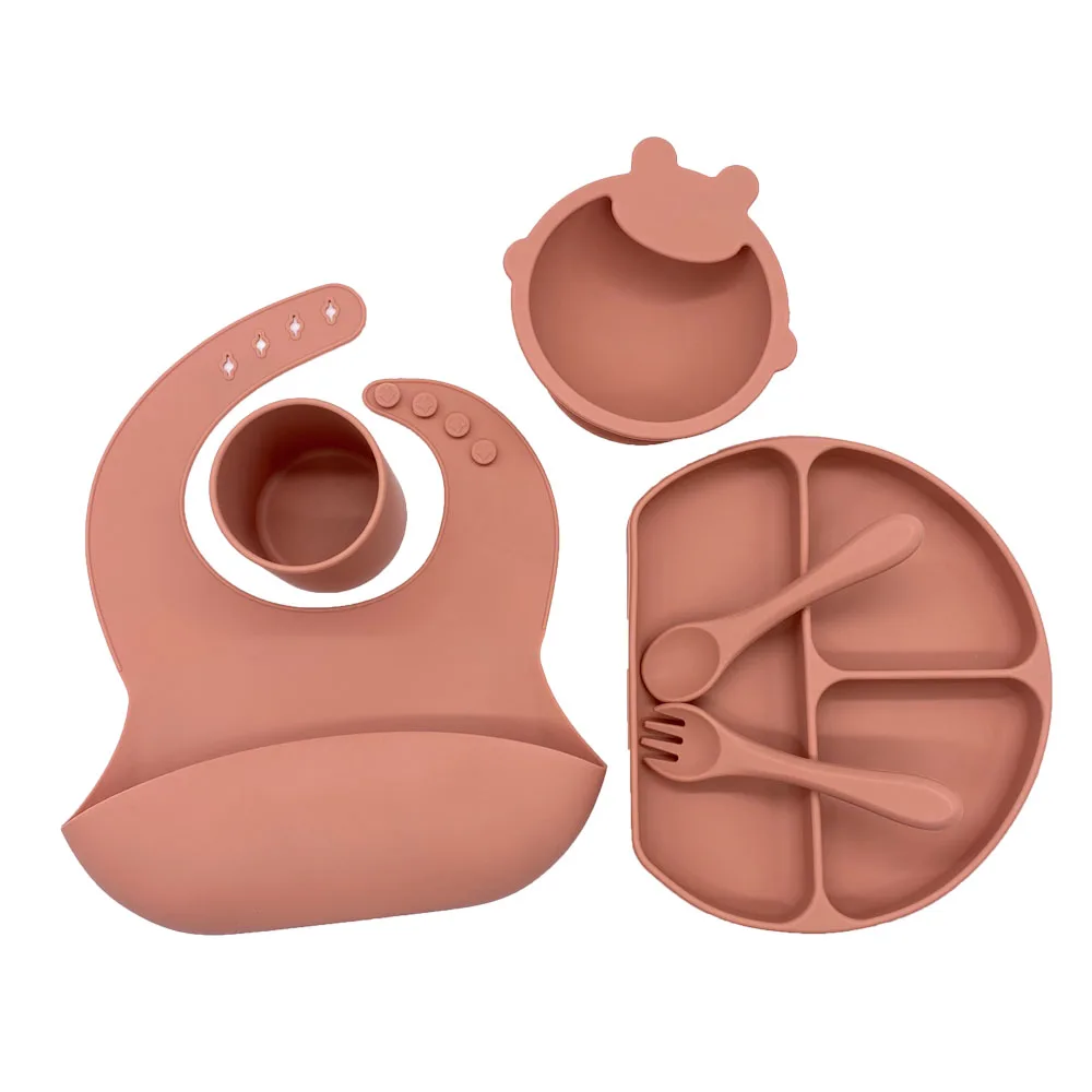 Silicone Feeding Set Training Snack Cup Spoon Fork Silicone Feeding Tableware for Baby