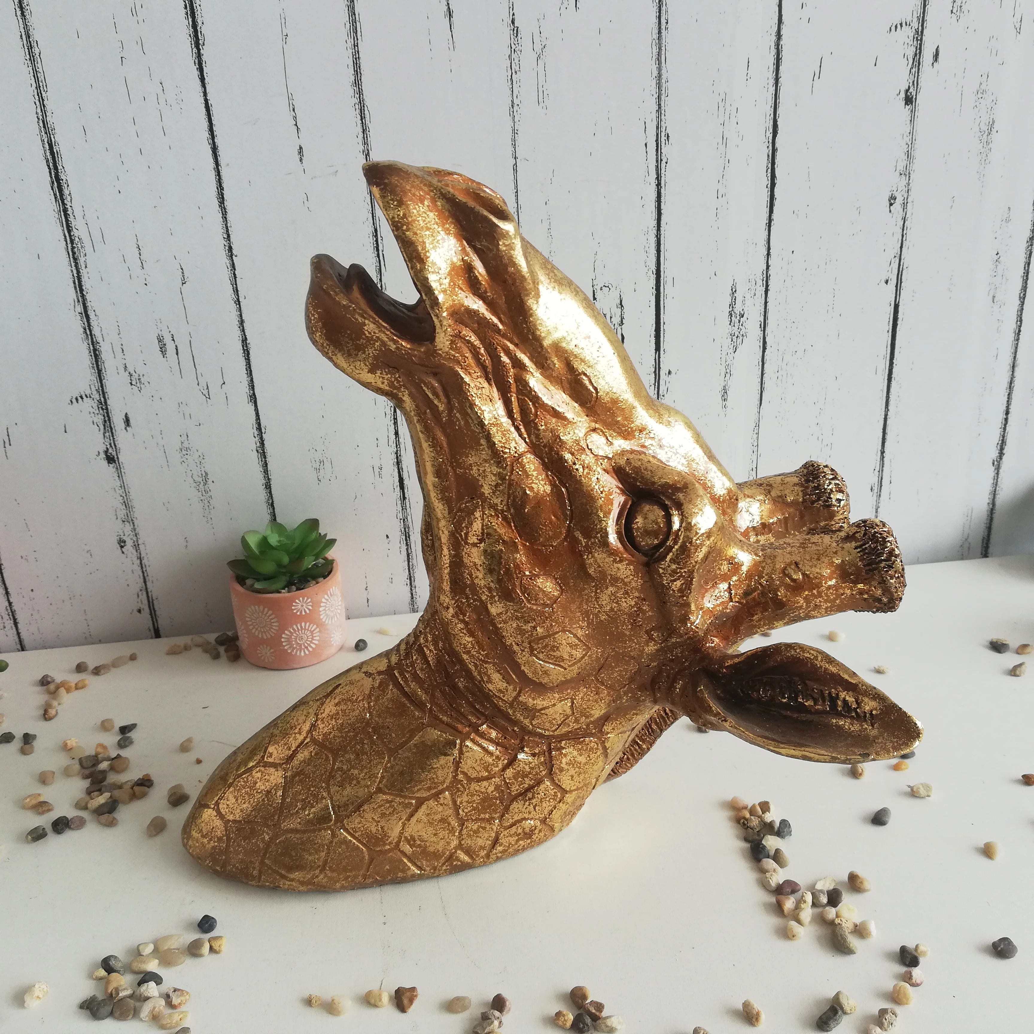 resin giraffe  skull head hanging wall decor Living room Hotel Home decoration pieces wall decoration