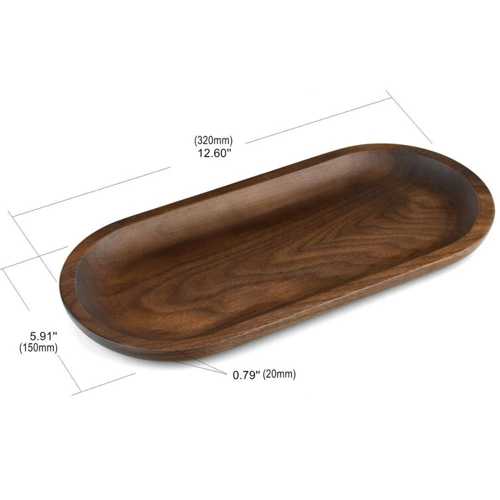 Walnut Wood Serving Oval Tray For Table Decoration