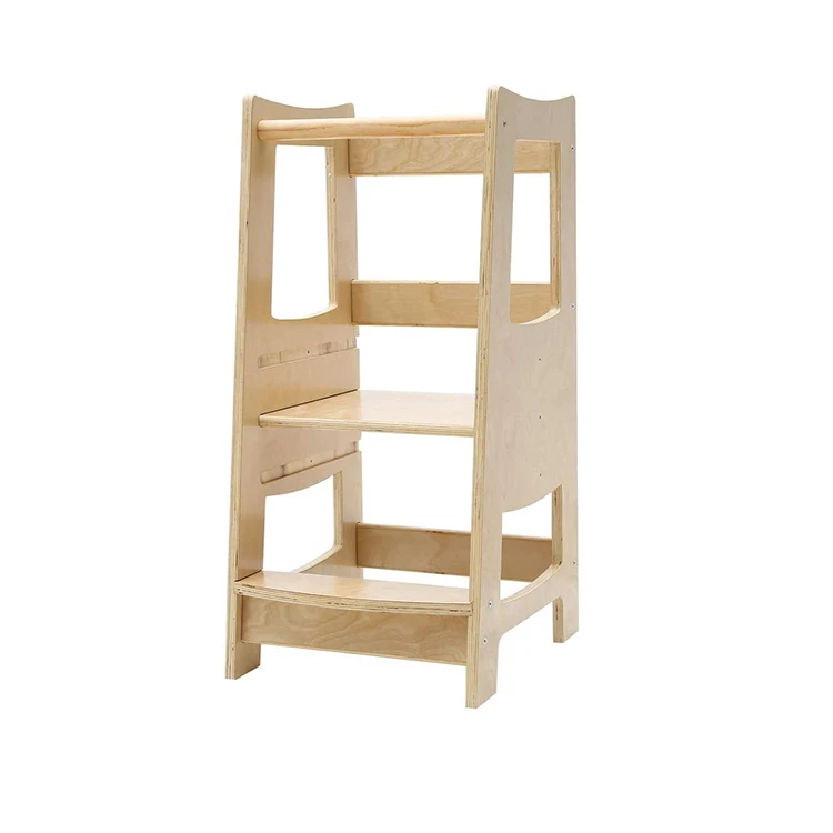 Toddler Kitchen Step Stool with Safety Rail Kids Wooden Standing Tower for Kitchen Counter and Bathroom Sink