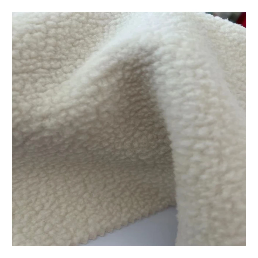 Hot sales 100%polyester single lamb fleece fabric lamb wool fabric keep warm sustainable for Garment coats
