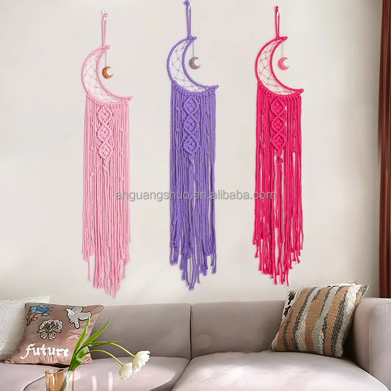 Multicolor Moon Star Dream Catchers Decor Macrame Woven Dream catchers Bohemian Wall Hangings Bedroom Home Decor Moon ornaments