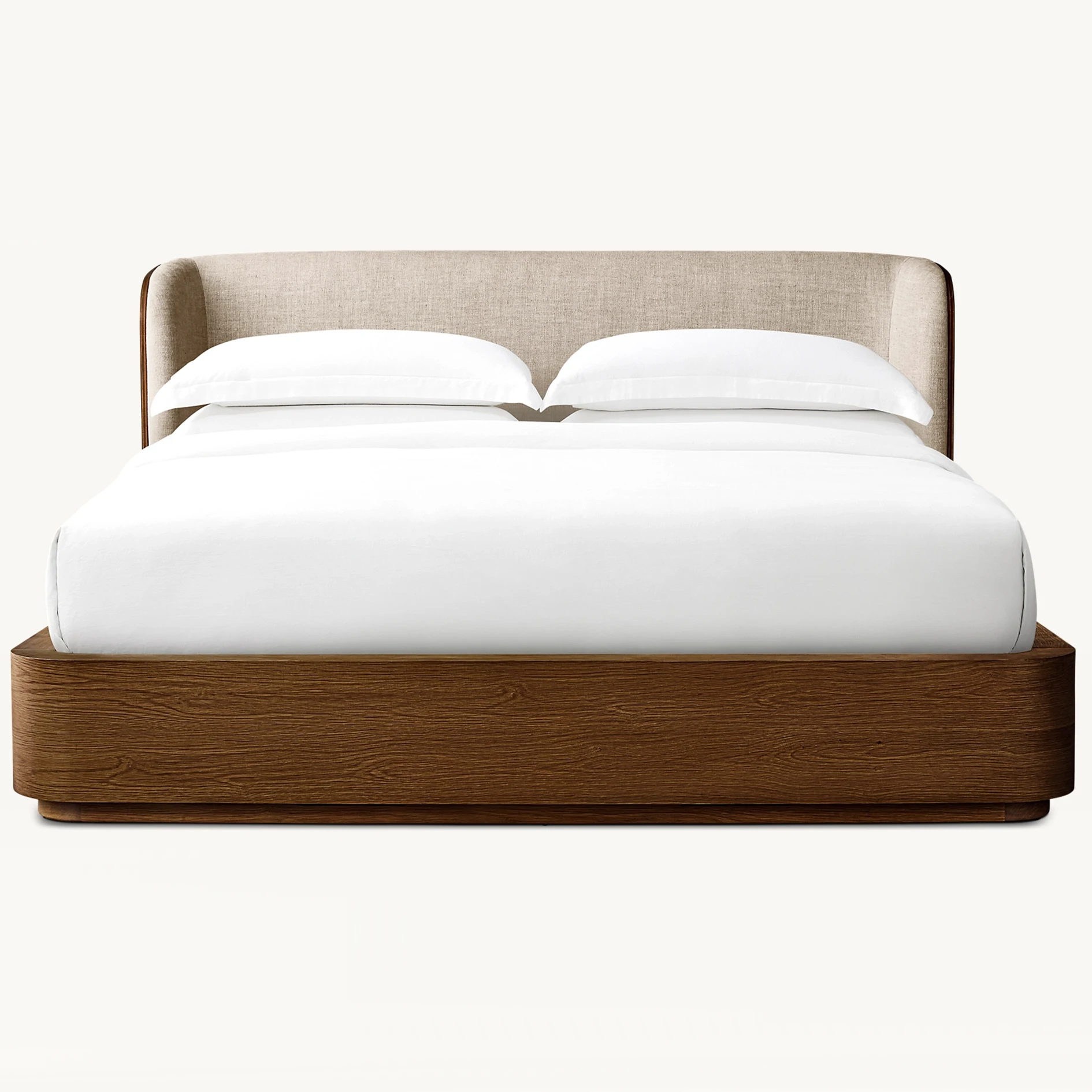 Modern Vintage Solid Wood Frame Bedroom Furniture Box Bed Design Upholstered Wooden Beds