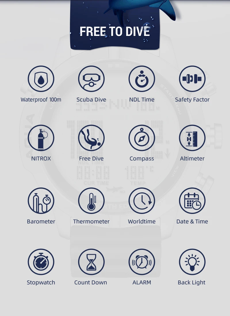 North Edge Aqua Quartz Watches 2021 Hot Smart Water Resistant Sports Watch Fashion Waterproof Dive Watch