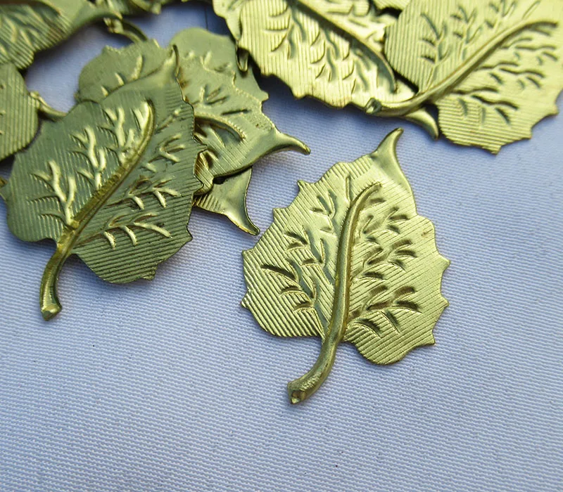 Brass Leaf 29x19mm Textured Filigree Findings for Jewelry Making