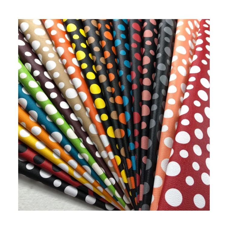 
Hot-selling polka dot pattern waterproof imitation leather fabric for bags high heels chairs 