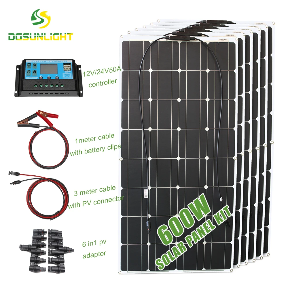 Прямая поставка с завода, монокристаллическая Гибкая солнечная панель etfe для домашних животных, 600 Вт, комплект для кемпинга