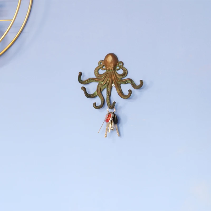 Octopus Shaped Wall Hangers Hooks in Iron Metal Hooks for Clothes Hanger Octopus Hook Home Decoration