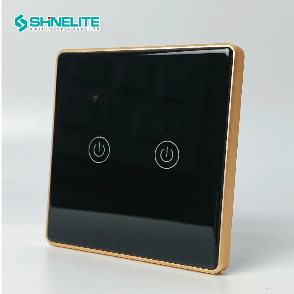 2 years guarantee EU/UK golden frame tempered glass panel touch switch with neutral wire