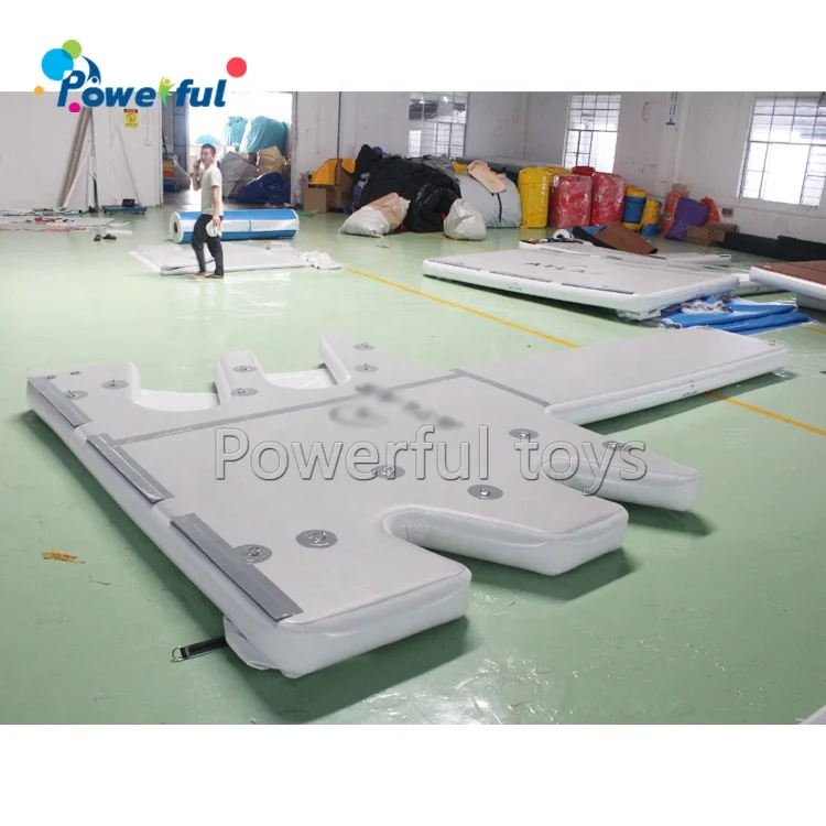 Inflatable jet ski floating dock PVC dropstitch water floating island lounge pontoon dock platform for yacht