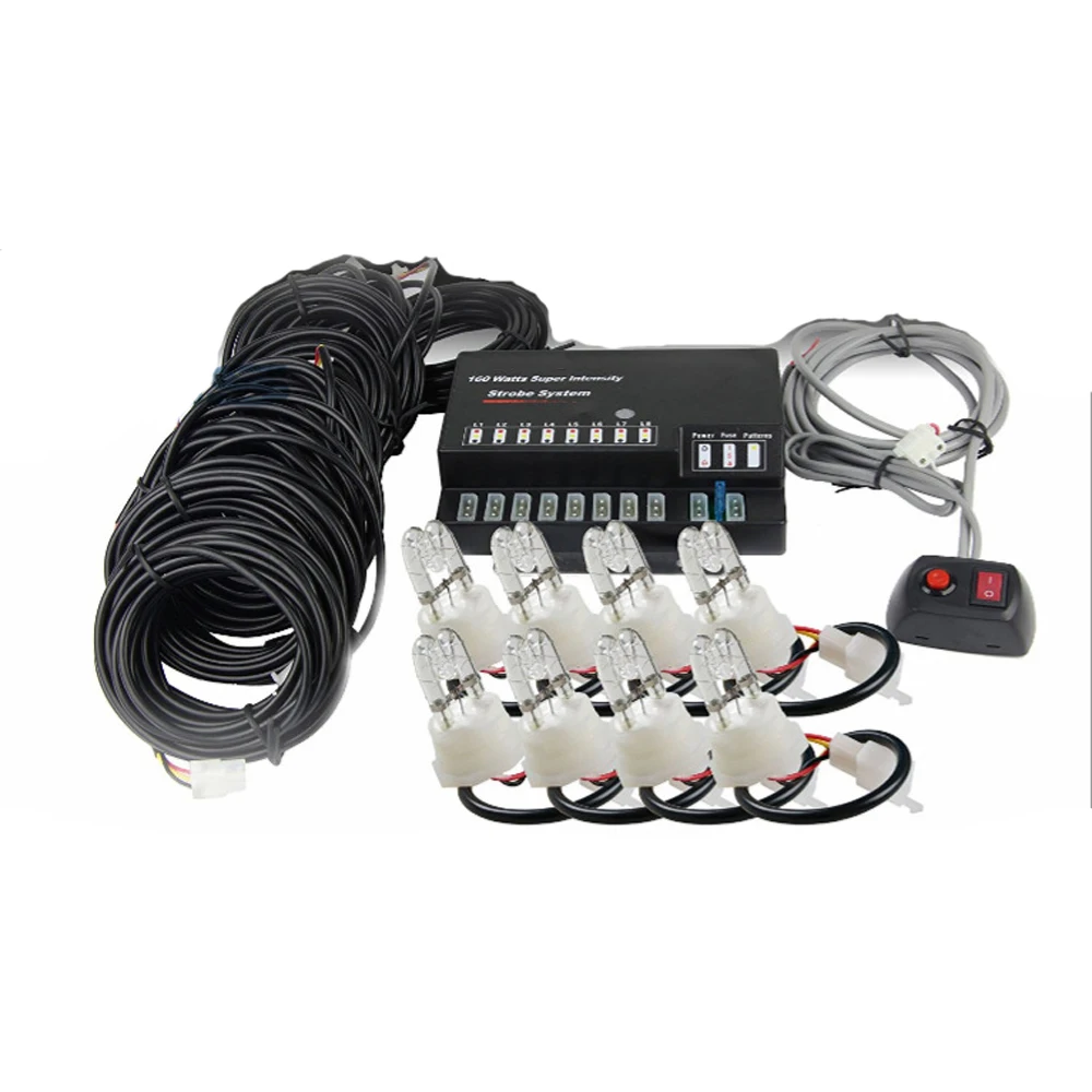 180W HID Hideaway xenon car light Kit one controller with 8pcs M shape lighthead