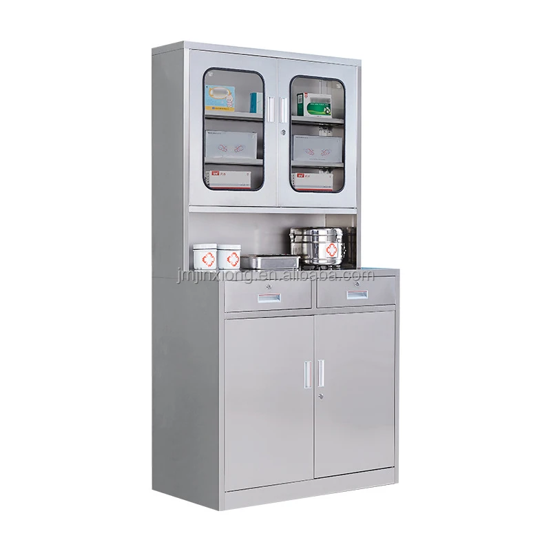 Wholesale Hospital Furniture Glass Medical Instrument Cabinet Outpatient Stainless Steel Medicine Cabinet