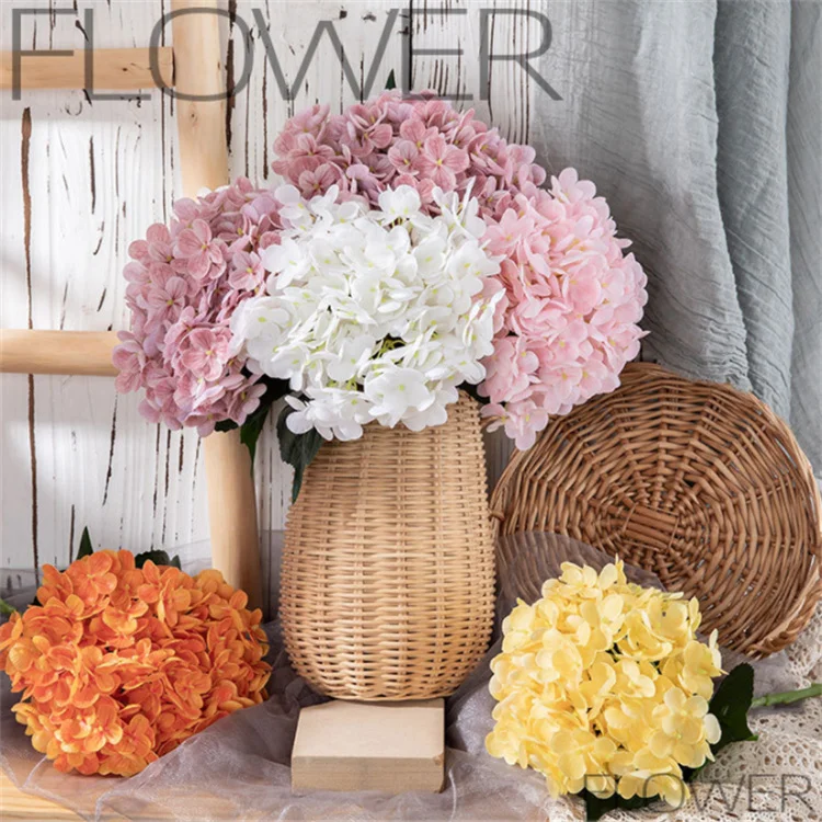 Artificial Silk Hydrangea Flower Heads with Stem Fake Blue Hydrangea Flowers for Wedding Home Garden Centerpiece