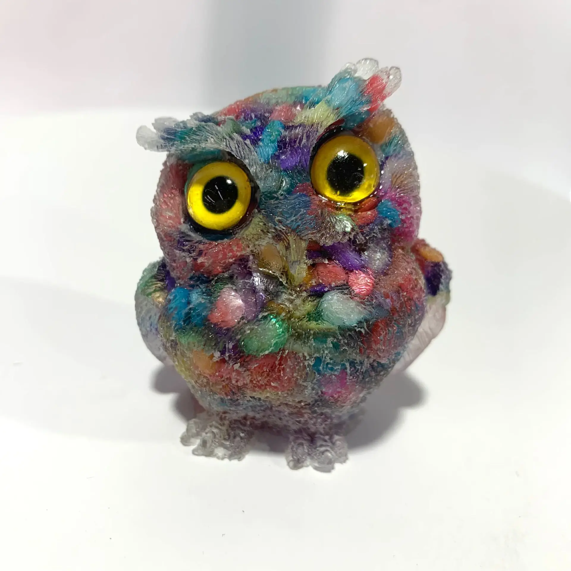 2024 Factory price healing crystal rose quartz apatite mookaite tiger eye stone resin owls for sale