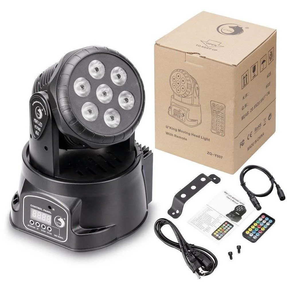  U`King 7 LEDs 105W RGBW Stage Lights Shaking Head DJ Shows Disco Bar Lighting Beam