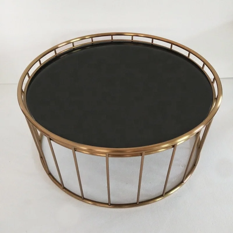 Round stainless steel coffee table living room marble sofa side coffee table