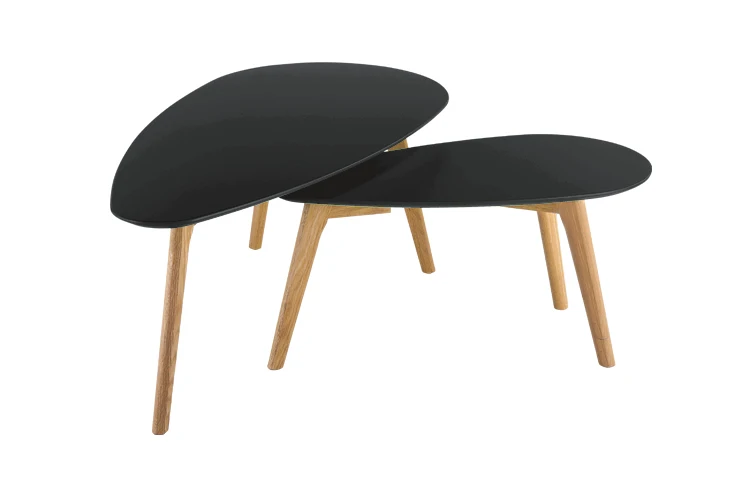 popular glass table top oak legs solid wood coffee table set