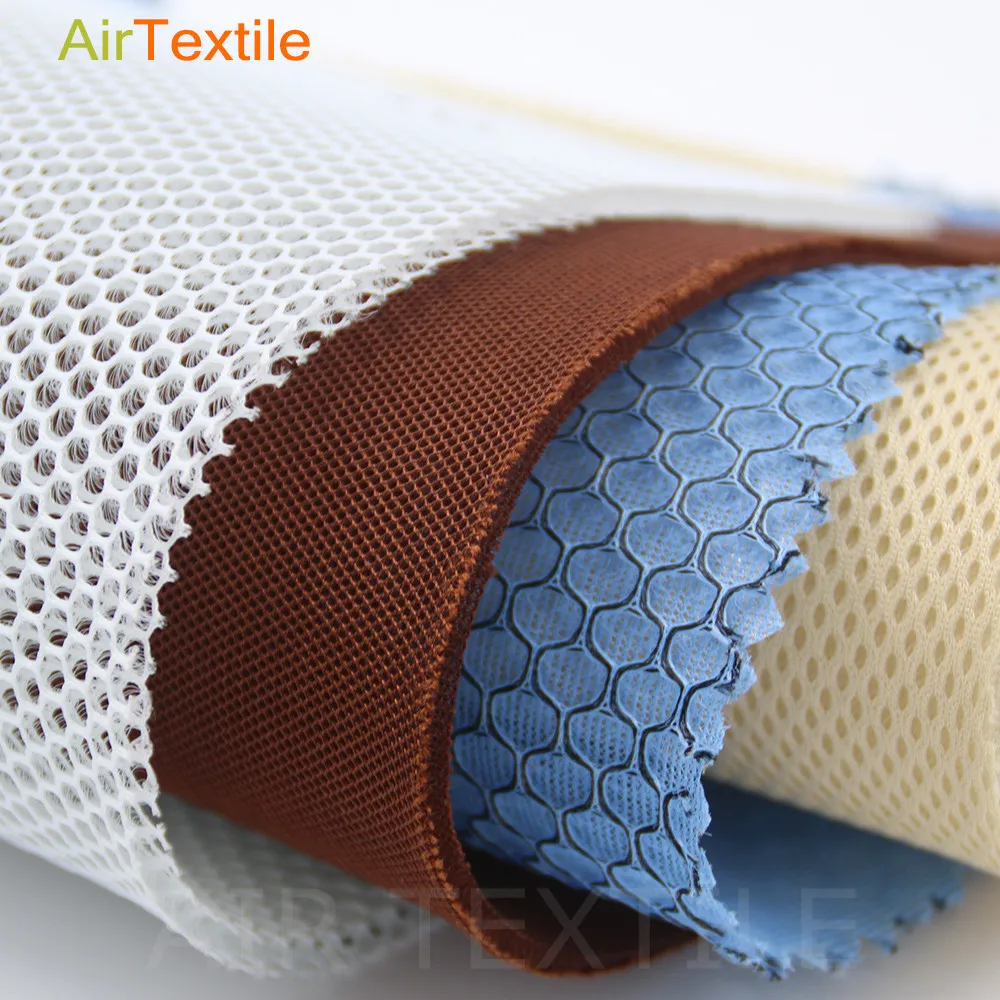 2.5 mm Breathable black polyester 3d cool air mesh fabric with holes