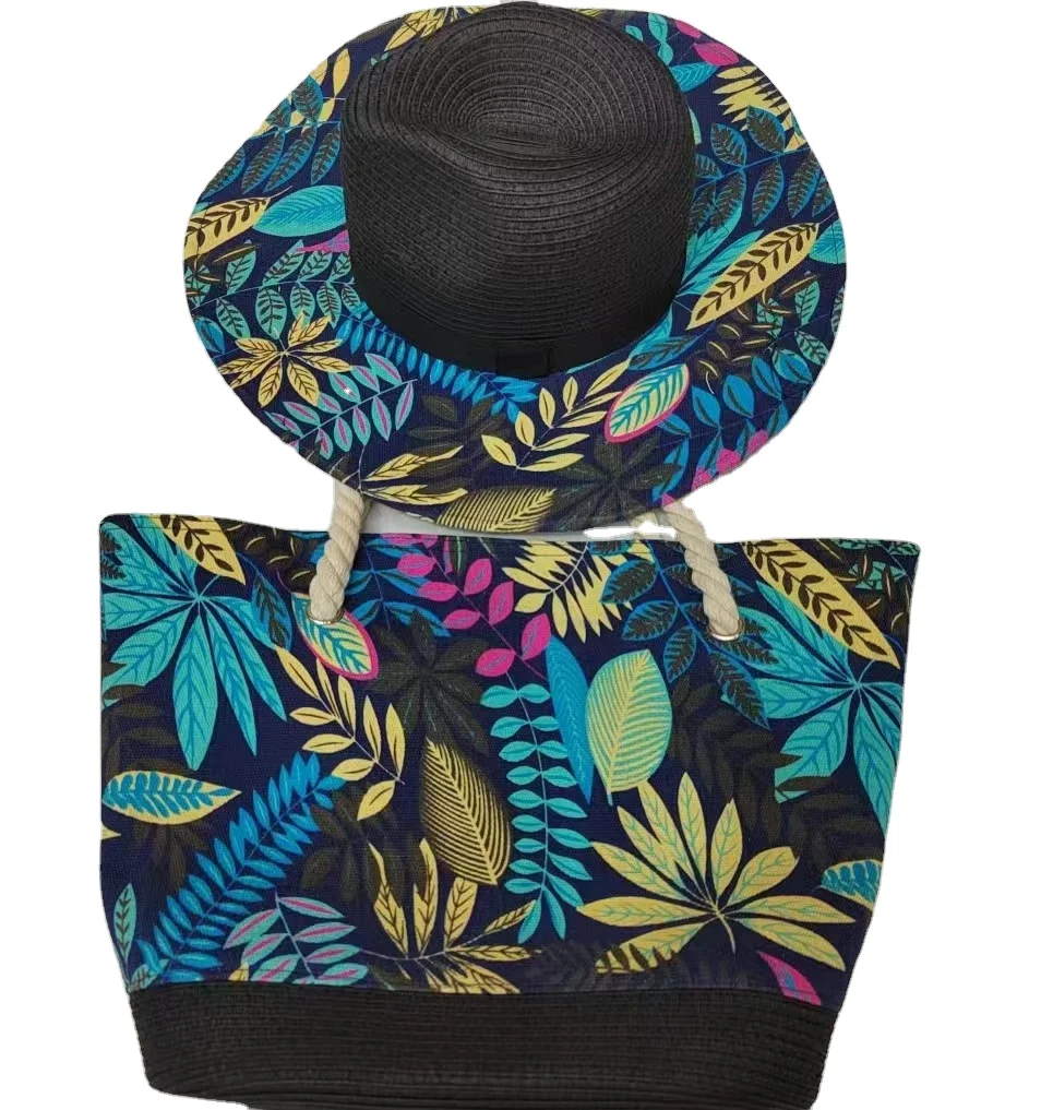 Ruimantike Wholesale Customized Beach Tote Bag 2022 New Design beach bag and hat set