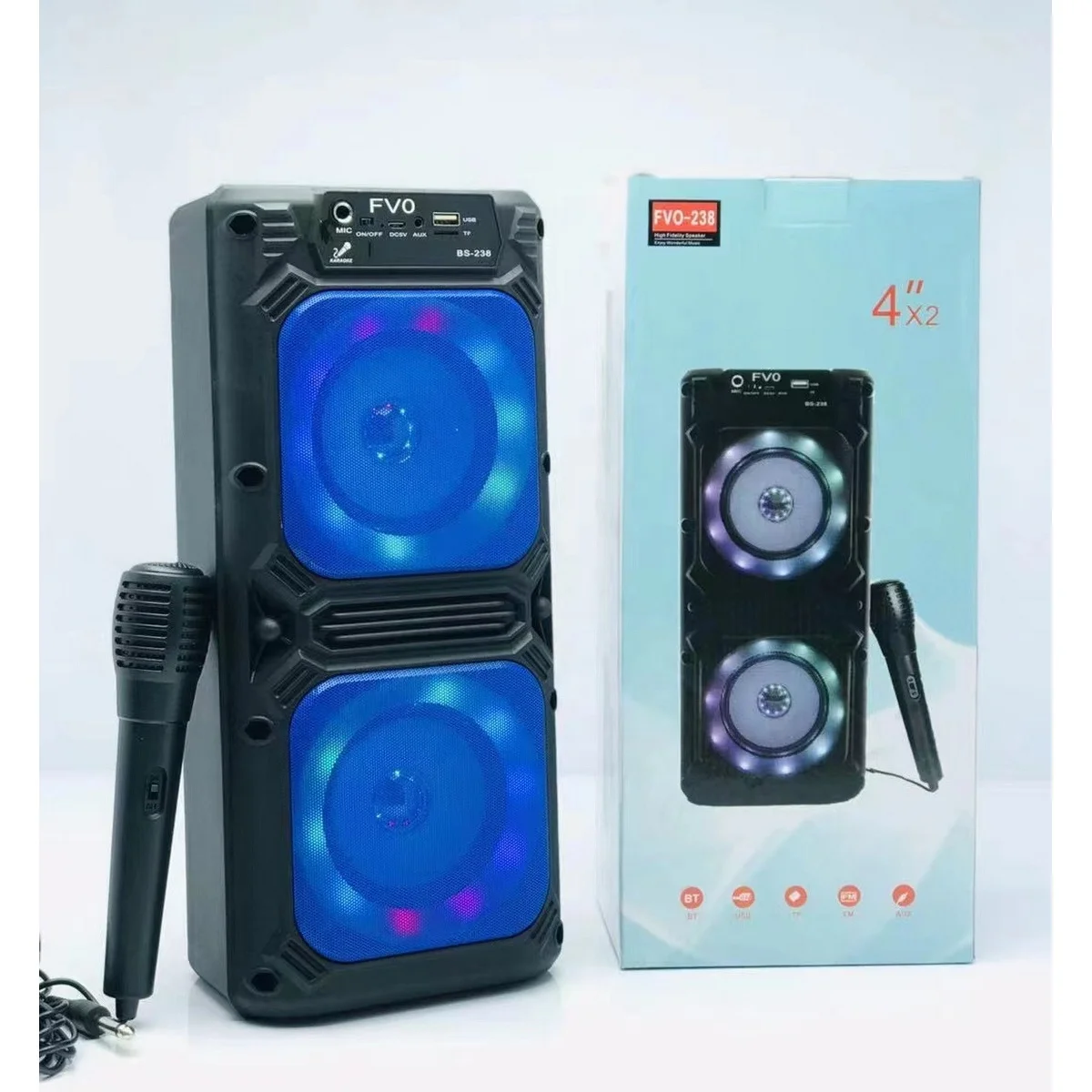 BS-238 New Design BT Speaker KIMISO Dual 4inch Horn Speaker Small Woofer Speaker With Microphone