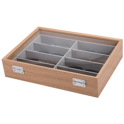 Luxury Wooden Box Packaging Modern Storage Box Sunglasses Tray In Wood Material With 8 Compartments