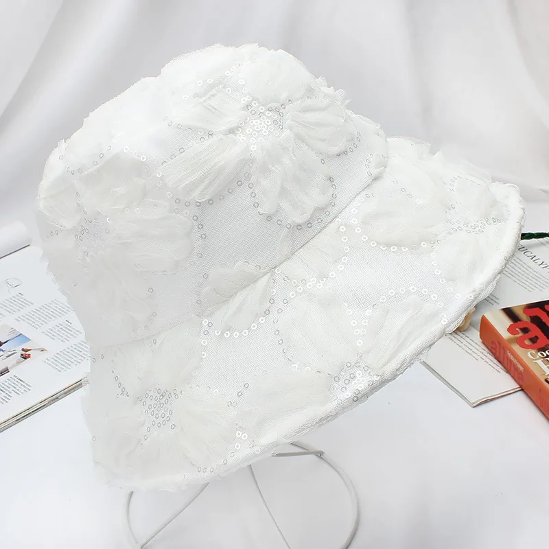 2024 Lace Flower UV Resistance Women Summer Popular Custom Logo Bucket Fisherman String Camping Outdoor Bucket Hat