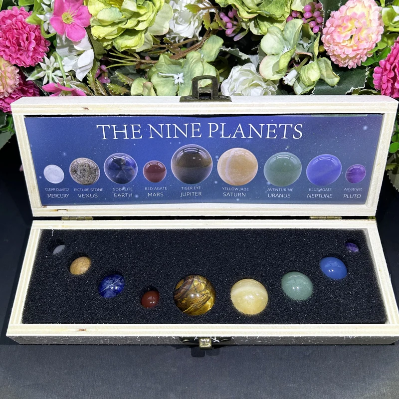 Hot Selling Nine Planets Box Healing Energy Crystal Spheres Balls For Meditation