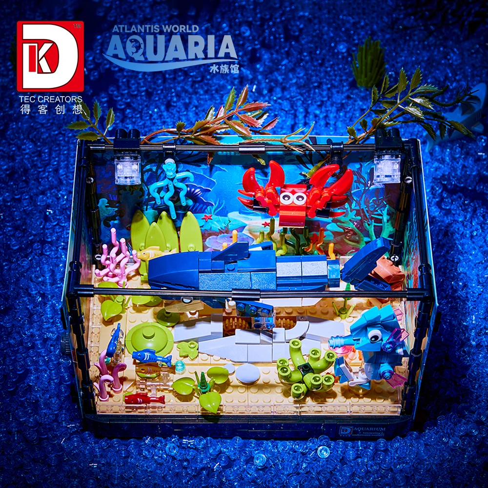 MOC Ocean World аквариум Акула креативный блок головоломки с освещением подарок строительный развивающие игрушки