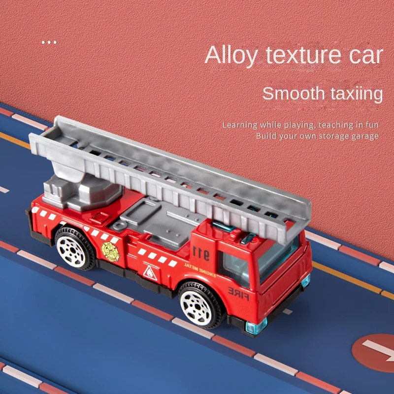 Engineering Construction Truck Simulation Fire Engine Vehicle City Transport Kids Die cast Model Toys Set Alloy Pull Back Cars
