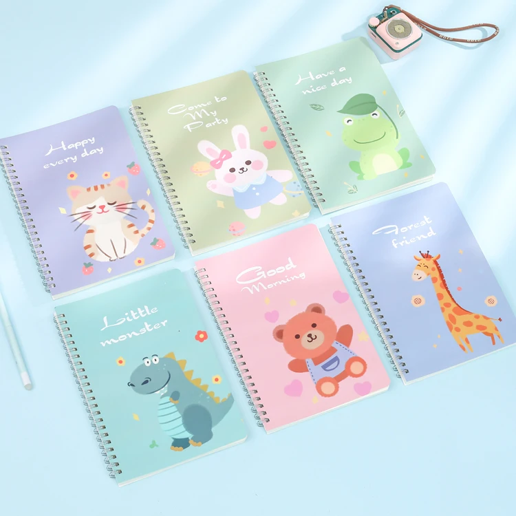Korean Cute A5 Coil Notebook Thickened Horizontal Line Cartoon Student Notepad Stationery Spiral Notebook