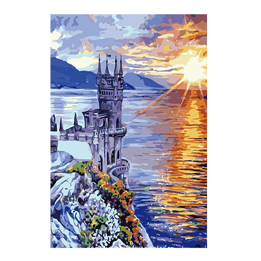 
40*50CM Sea observation deck Hand painting by numbers DIY oil painting by numbers 