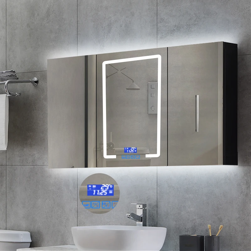 Bathroom mirror cabinet Door LED Bathroom Mirror Cabinet with Shaver Socket mirror cabinet for bathroom