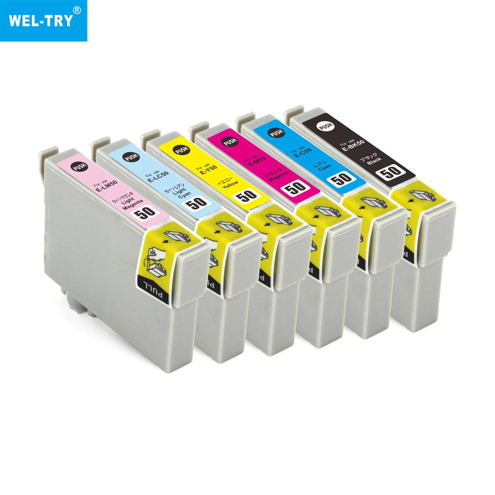 WEL-TRY ICBK50 ICC50 ICM50 ICY50 ICLC50 ICLM50 Premium Color Compatible InkJet Ink Cartridge for Epson EP-301/302/320/702A/703A