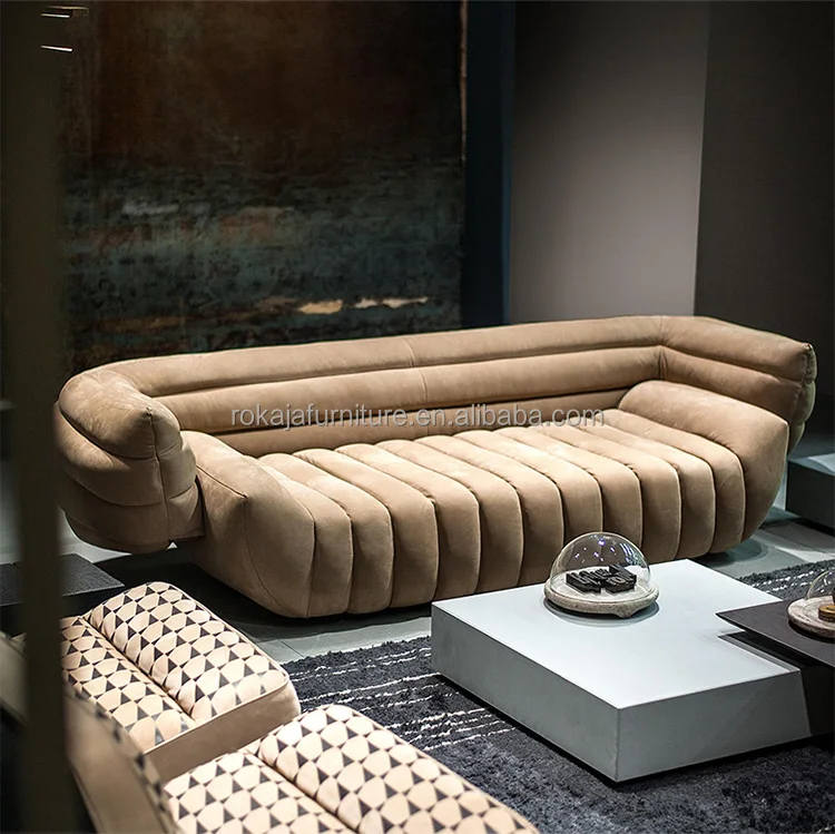 Foshan Factory Wholesale Fabric Sofa Living Room Modern Soft Down Banana Sofa Designer 7 Seater Sofa Combination Furniture