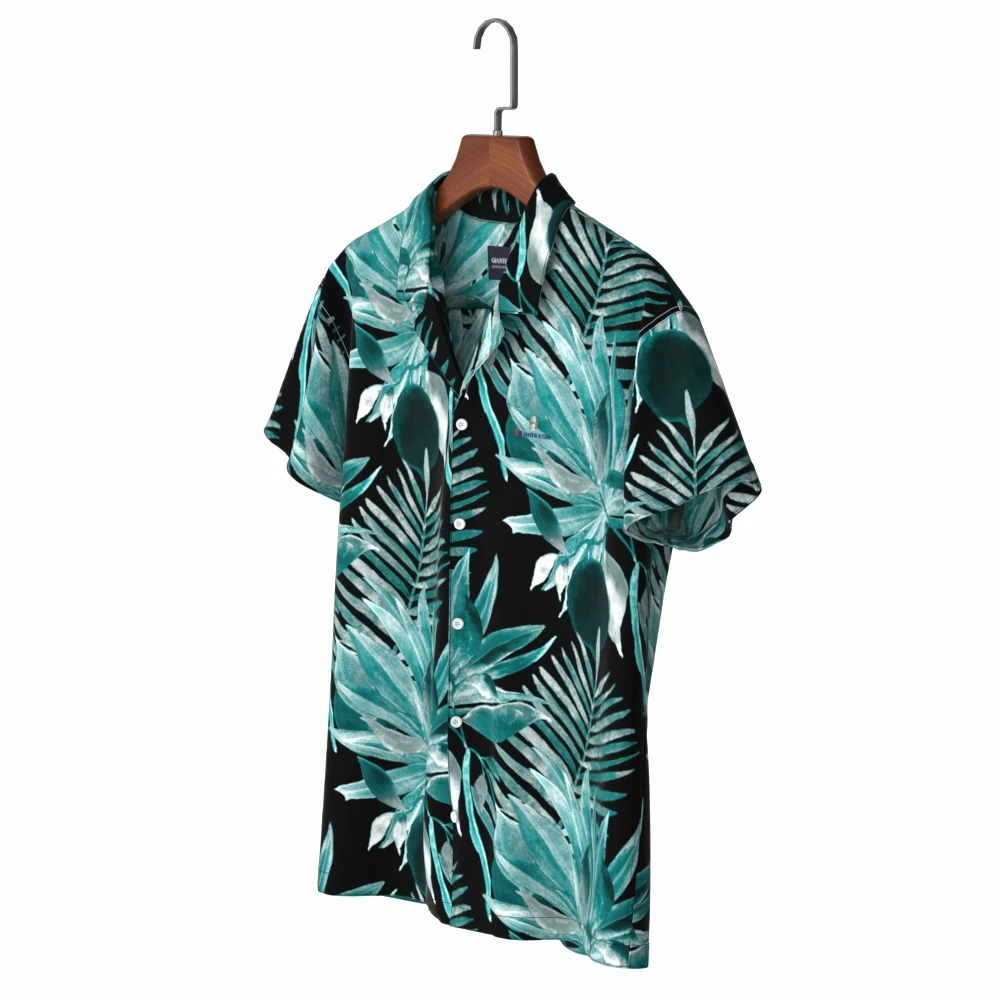 Big Palm Leaf print Shirt Digital Hawaii Plant Collar Floral Palm Beach Aloha Overhemd