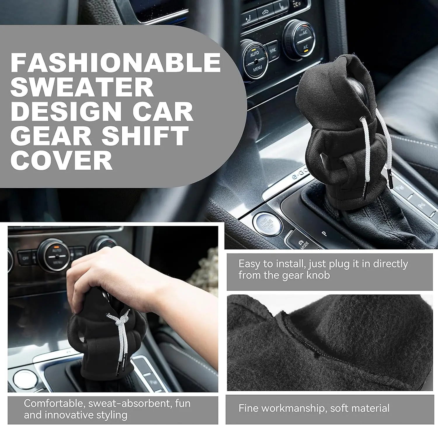 Automotive Interior Universal Gear Shift Knob Cover Fashionable Creativity Mini Sweatshirt Car Gear Hoodie Cover