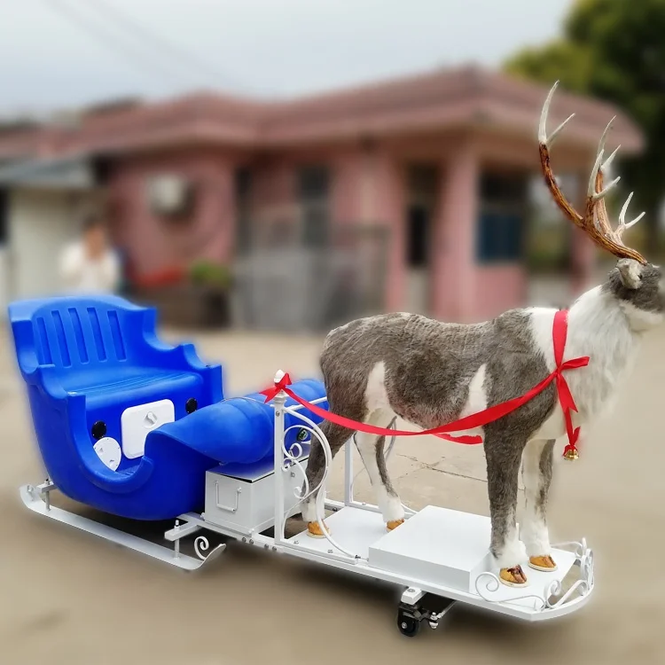 Snow Ice Deer moose pulling snow sledge