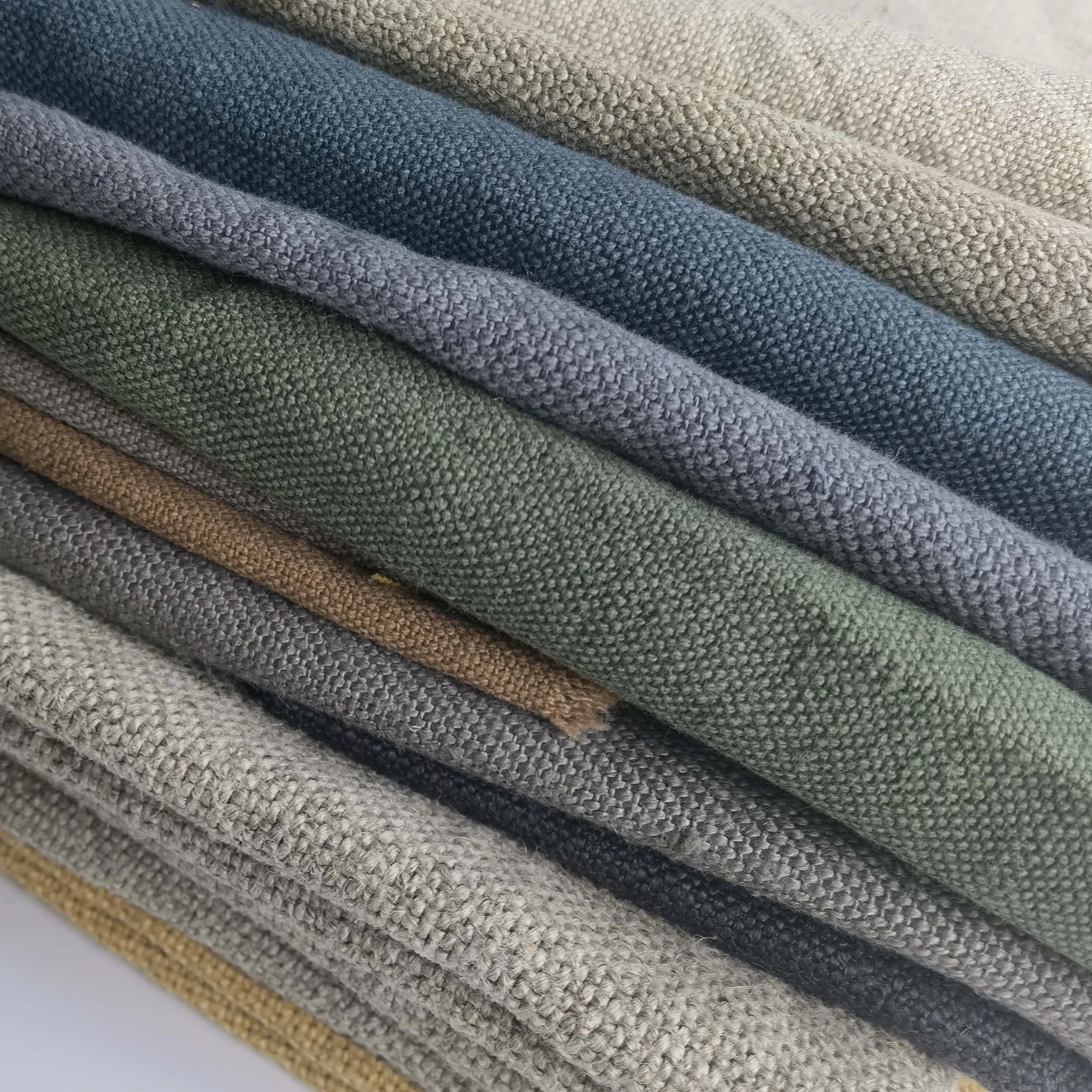 Fabulous 100% natural linen heavy fabric woven upholstery curtain gold sofa  linen fabric