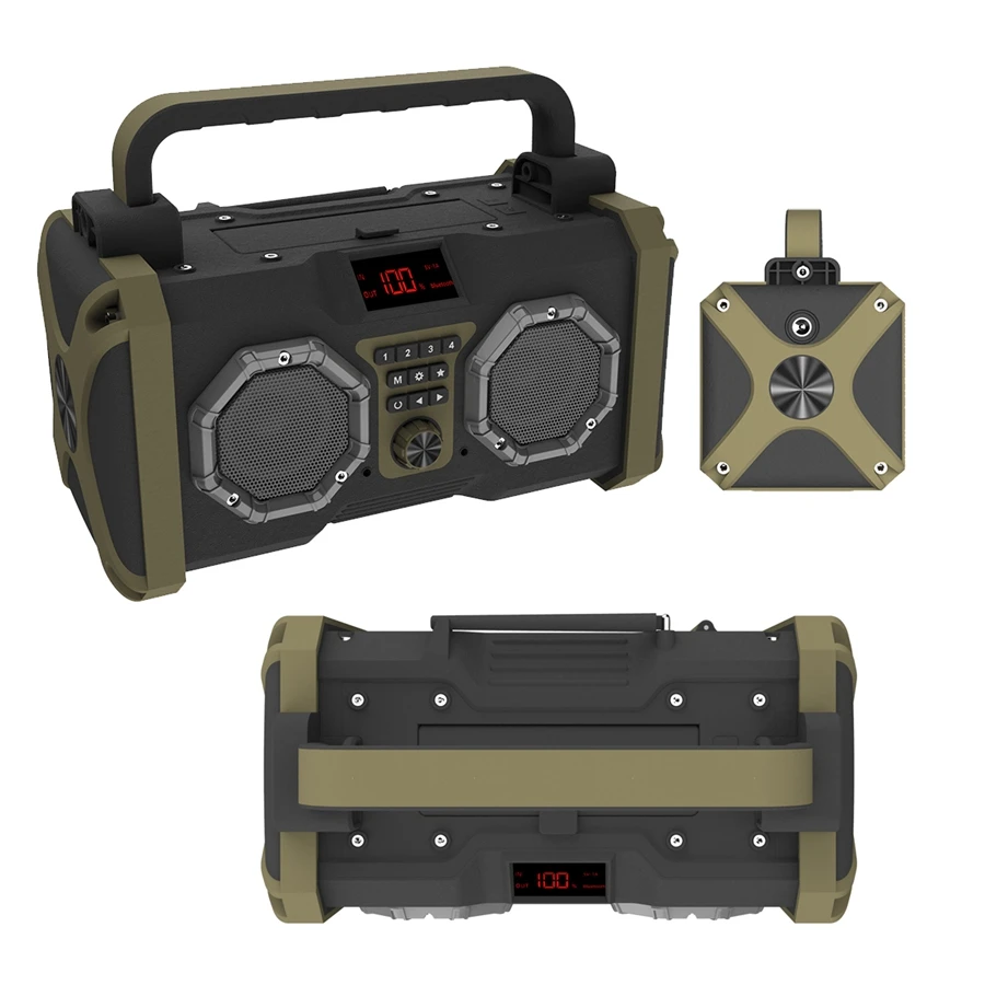 Global satellite WB Noaa dab fm multi digital radio emergency weather broadcast outdoor waterproof subwoofer party speaker