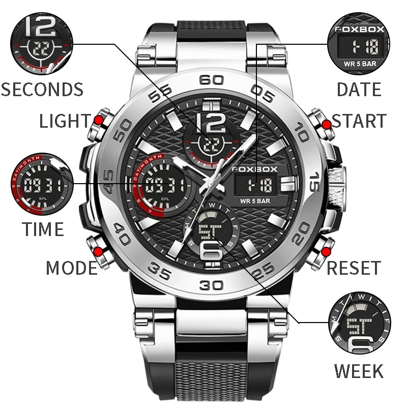 2024 LIGE 0033 Mens Sports Watches Waterproof Luminous Wrist Watch for Man Fashion Quartz Digital Top Brand Luxury Clock relojes