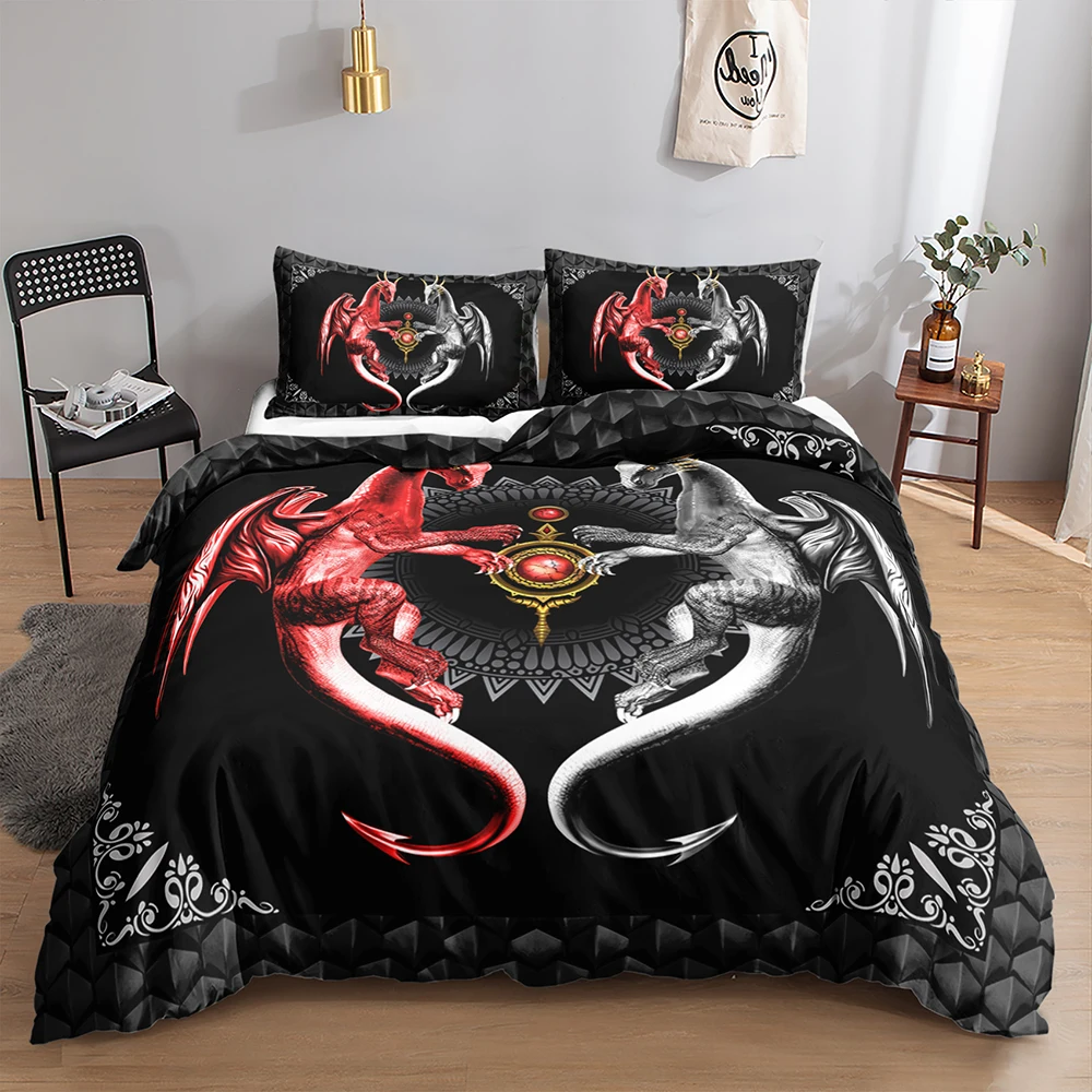Wholesale high quality 3d dragon bedding set pieces custom duvet cover