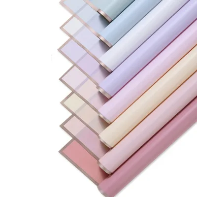 HOT SALE LONGSUN Golden Edge Wholesale Plastic Korean Bouquet Wrapping Paper Custom Flower Wrapping Paper Waterproof