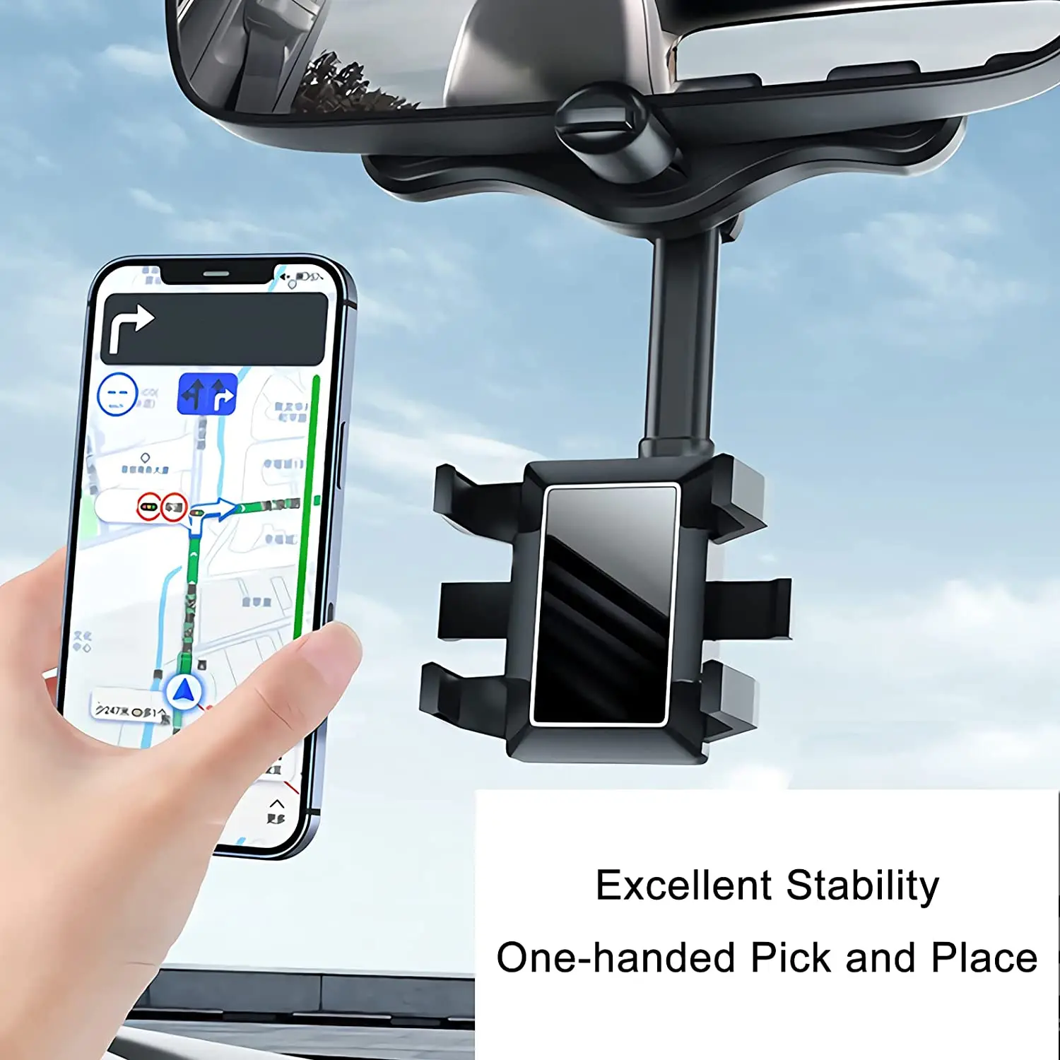 New Trending Products Car Phone Mount 360 Rotation Adjustable Rearview Mirror Mobile Phone Holder for Car