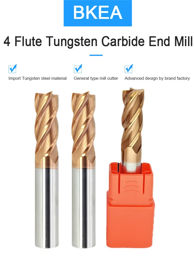 BKEA D12*30*D12*75L Tungsten Carbide Endmill New Mini Flat End Mill Cutting Tool Casting Milling Machine Router Bits