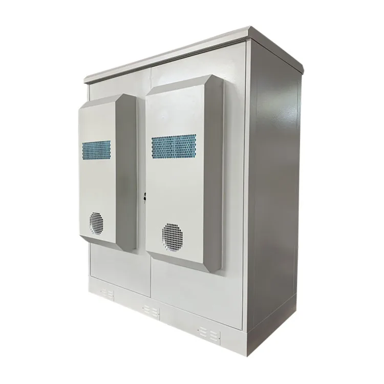 Double bay air conditioned outdoor battery storage enclosure climate control outdoor telecom cabinets