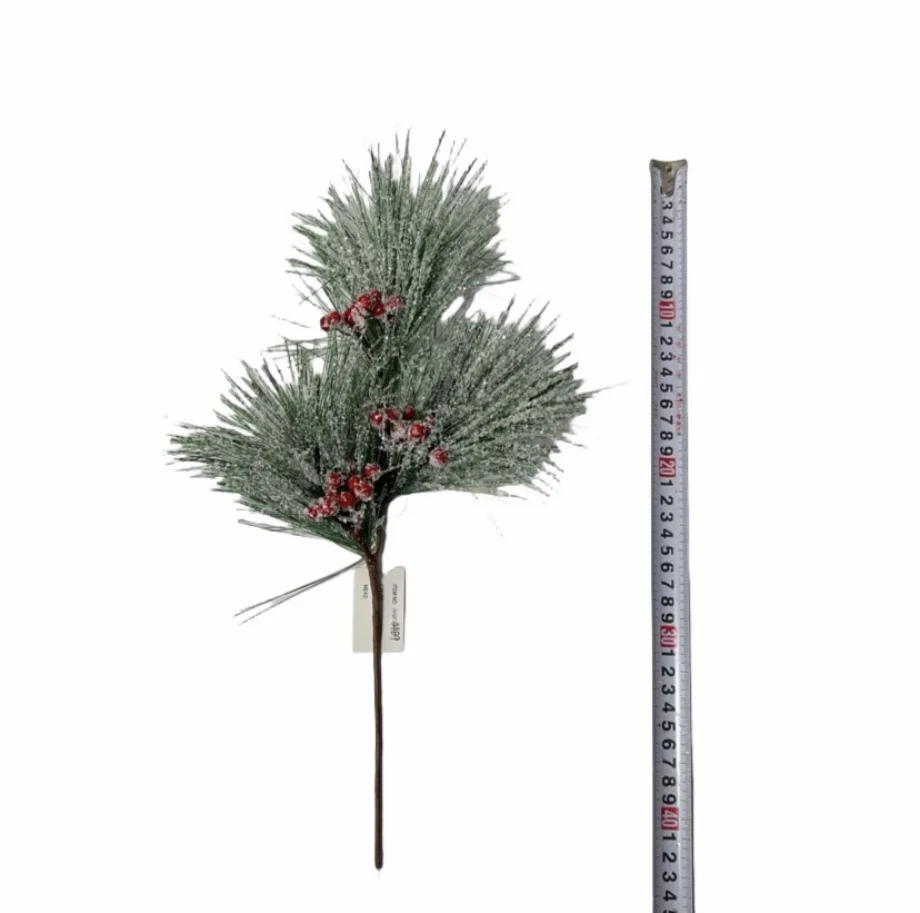 2024 Christmas Artificial Red Berry And Pine Cone Christmas Picks With Holly Branches For Holiday Decorations Spray Snow Branch