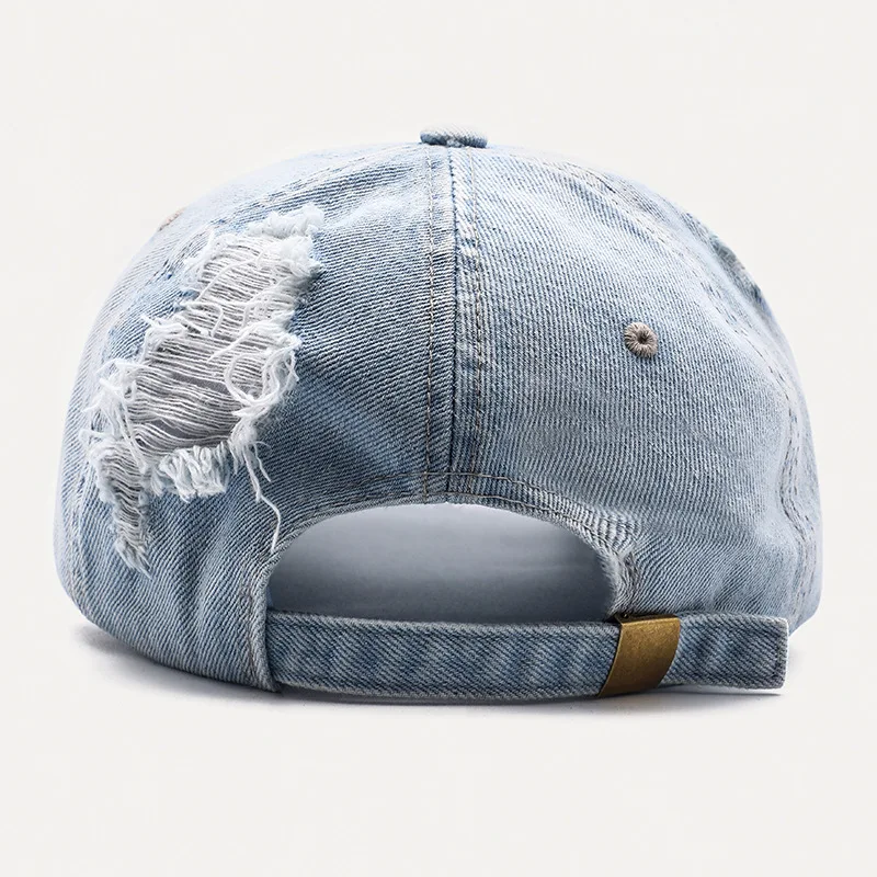 
D&Z dropshoping wholesale custom logo plain blank ripped vintage denim dad hats 