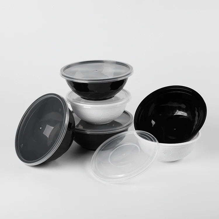 Special design 600 850 950 1000 ML disposable bowl round takeaway microwavable plastic food storage container with lid